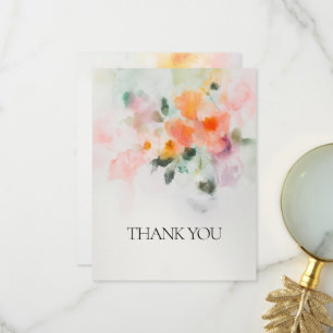 Carte De Remerciements Aquarelle florale Élégant Mariage romantique perso
