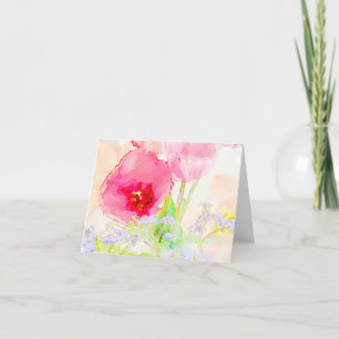 Carte De Remerciements Aquarelle florale - Oubliez-moi - Pas et tulipes