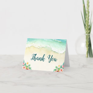 Carte De Remerciements Aquarelle Florale Plage