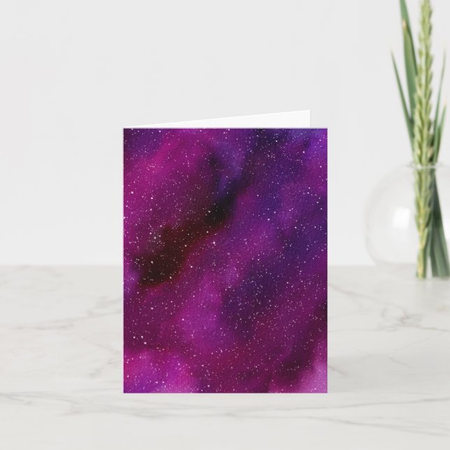 Carte De Remerciements Aquarelle Galaxies rose violet (Devant)
