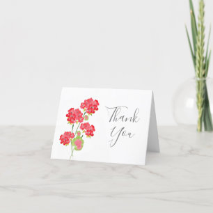 Carte De Remerciements Aquarelle Geraniums tiges