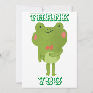 Carte De Remerciements Aquarelle grenouille avec cravate arc rouge