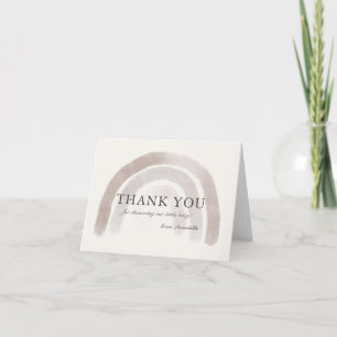 Carte De Remerciements Aquarelle gris beige arc-en-ciel Baby shower