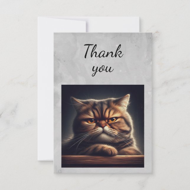 Carte De Remerciements Aquarelle Grumpy Groucha Chat Kitten Animal animal (Devant)