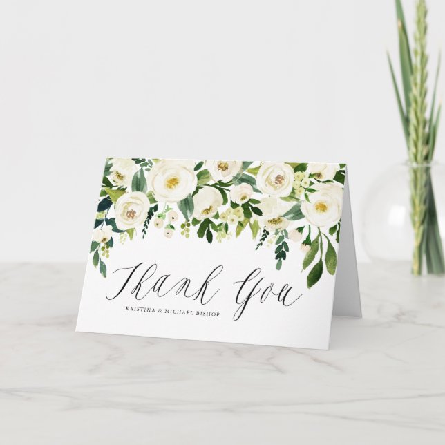 Carte De Remerciements Aquarelle Hiver Botanique Floral Garland (Devant)