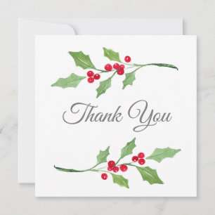 Carte De Remerciements Aquarelle Holly Sprigs