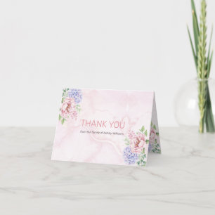 Carte De Remerciements Aquarelle Hydrangeas Peonies Floral Bereavement