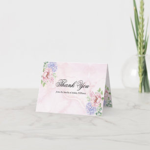 Carte De Remerciements Aquarelle Hydrangeas Peonies Floral Bereavement
