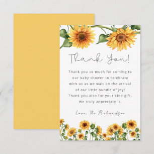 Carte De Remerciements Aquarelle Jardin de tournesol Floral Neutre Genre