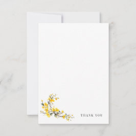 Carte De Remerciements Aquarelle jaune Floral simple Mariage blanc