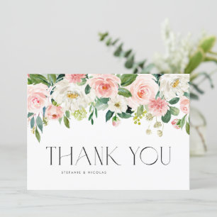 Carte De Remerciements Aquarelle Joli Mariage de fleurs de jardin