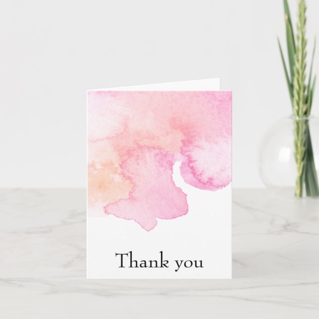 Carte De Remerciements Aquarelle jolie rose (Devant)