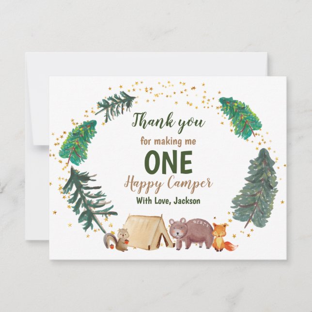 Carte de remerciements Aquarelle Joyeux Camper Ann (Devant)