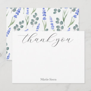 Carte De Remerciements Aquarelle Lavande et Motif Eucalyptus