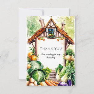 Carte De Remerciements Aquarelle Légumes Farmants Marché Anniversaire