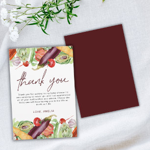 Carte De Remerciements Aquarelle Légumes Neutre Baby shower genre