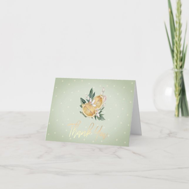 Carte De Remerciements Aquarelle Lemons Pois botaniques (Devant)