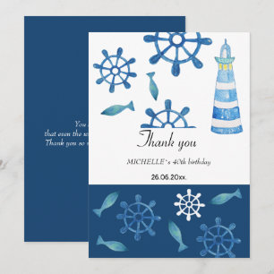 Carte De Remerciements Aquarelle Lighthouse Beach Peinte à la main