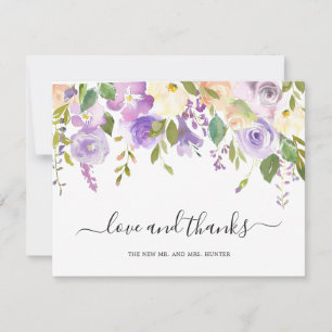 Carte De Remerciements Aquarelle Lilac Floral Mariage élégant