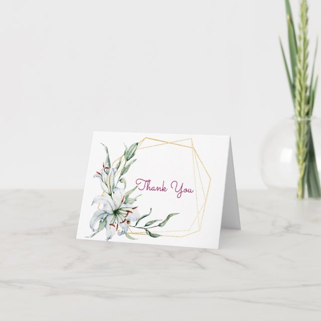Carte De Remerciements Aquarelle Lily (Devant)