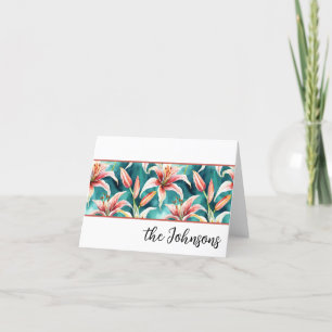 Carte De Remerciements Aquarelle Lily Flower Stationpersonnalisée