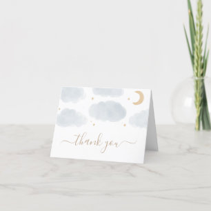 Carte De Remerciements Aquarelle Lune et Baby shower étoiles