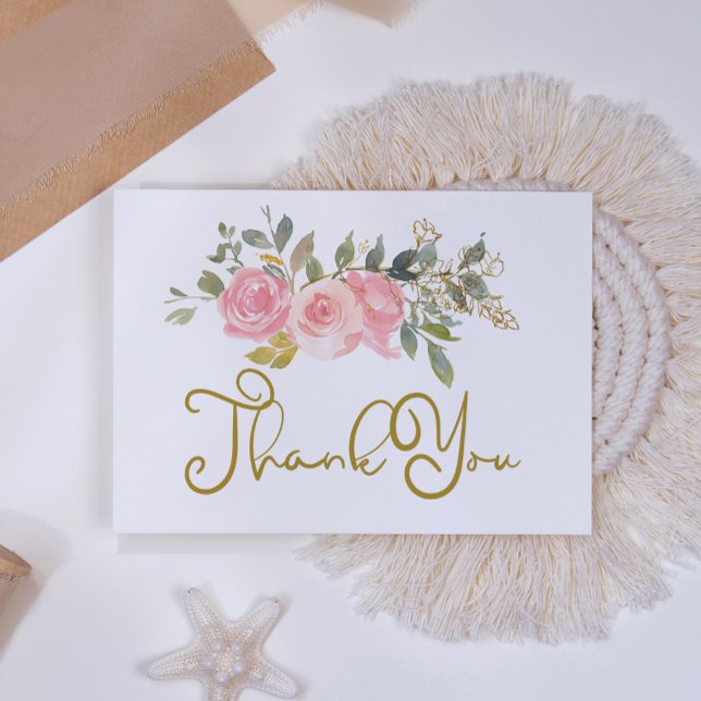 Carte De Remerciements Aquarelle Lush Blush rose Mariage Floral (Créateur téléchargé)