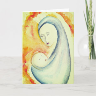 Carte De Remerciements Aquarelle Madonna et Enfant blanche