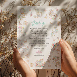 Carte De Remerciements Aquarelle Magique Unicornes N'importe quel âge Ann