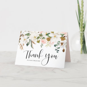 Carte De Remerciements Aquarelle Magnolia Cotton Garland Mariage