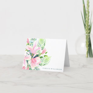 Carte De Remerciements Aquarelle Magnolia Fleur en rose Personnalisé