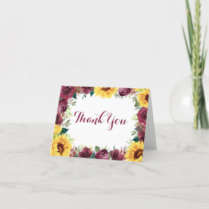 Carte De Remerciements Aquarelle Mariage de la frontière florale de tourn
