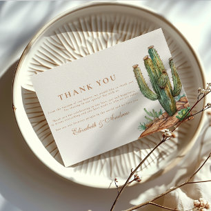 Carte De Remerciements Aquarelle Mariage paysage du désert de Cactus
