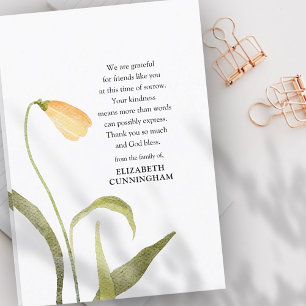 Carte De Remerciements Aquarelle Memorial Floral Botanical Modern Chic