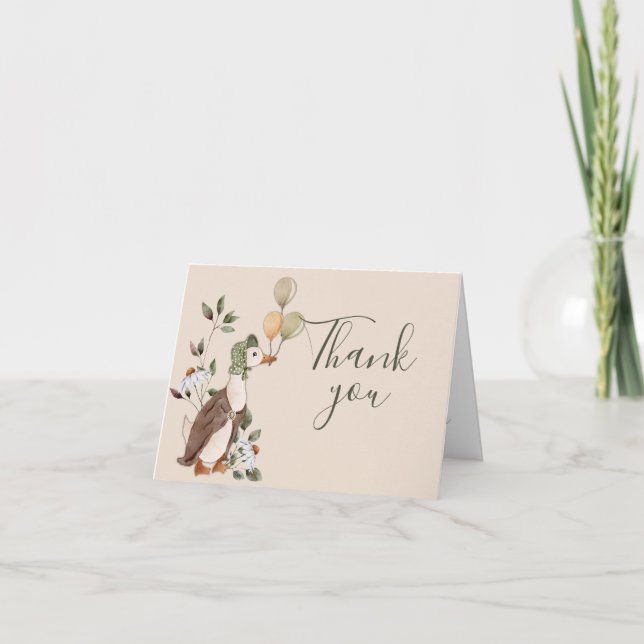 Carte De Remerciements Aquarelle Mère Goose Daisy Baby shower Fleur (Devant)