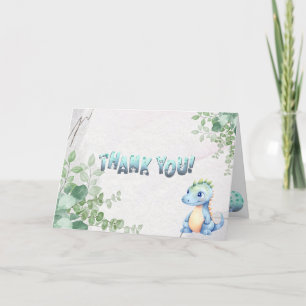 Carte De Remerciements Aquarelle mignonne Bébé Dinosaure 1er anniversaire