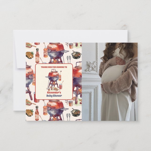 Carte De Remerciements Aquarelle mignonne bébé Q Baby shower photo (Devant)