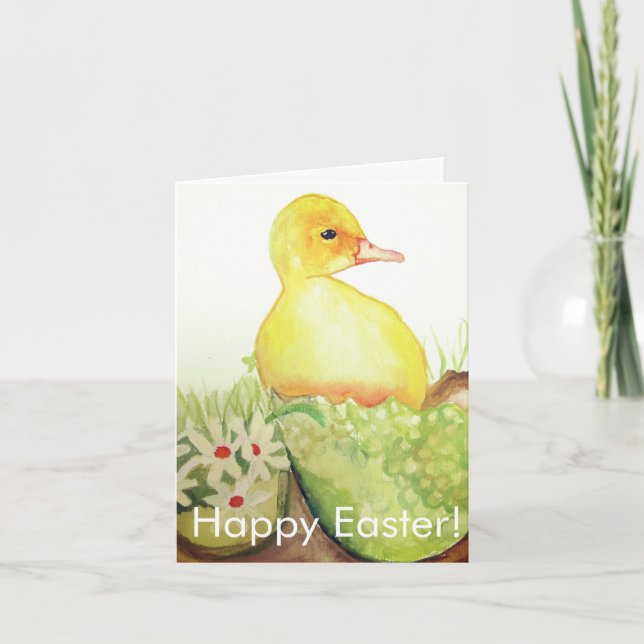 Carte De Remerciements Aquarelle mignonne Canard de Pâques Floral (Devant)