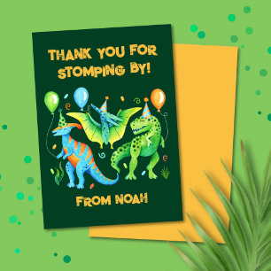Carte De Remerciements Aquarelle mignonne Dinosaures T rex