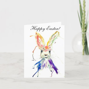 Carte De Remerciements Aquarelle mignonne Lapin Lapin Lièvre Pâques Flora