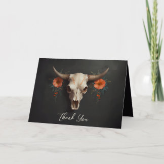 Carte De Remerciements Aquarelle minimaliste Mariage crâne de vache flora