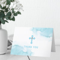 Aquarelle moderne Bleu BOY Communion Baptême