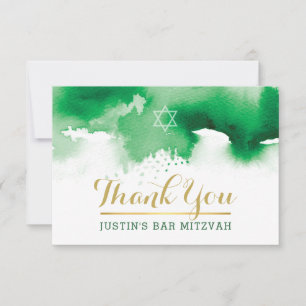 Carte De Remerciements Aquarelle moderne de vert d'étoile de la BARRE
