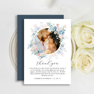 Carte De Remerciements Aquarelle moderne photo Mariage de couronnes flora