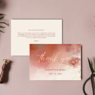 Carte De Remerciements Aquarelle moderne Terracotta Desert Boho Mariage