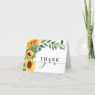Carte De Remerciements Aquarelle moderne tournesol