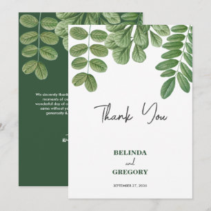 Carte De Remerciements Aquarelle moderne vert émeraude Mariage vert émera