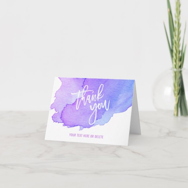 Carte De Remerciements Aquarelle moderne violet lavande | TEXTE (Devant)