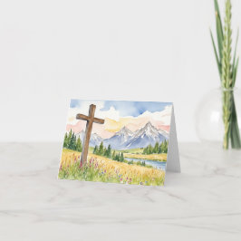 Carte De Remerciements Aquarelle Mountain Cross Pâques