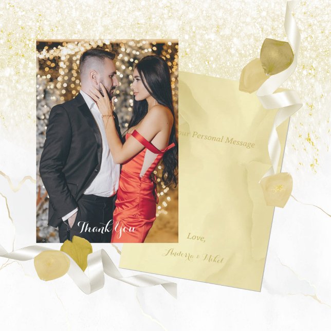 Carte De Remerciements Aquarelle Noelle Or (Créateur téléchargé)